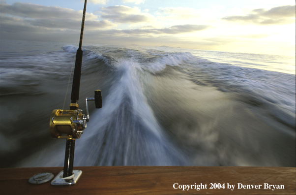 Deepsea rod on boat.