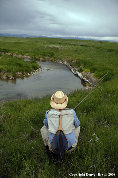 Flyfisherman fishing warm springs