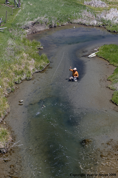 Flyfisherman fishing warm springs