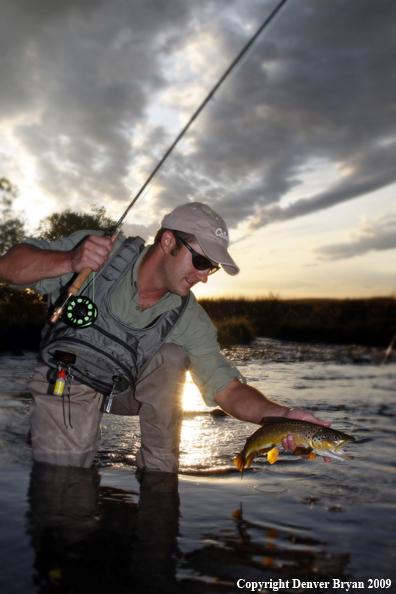 Flyfisherman with Brown Trout (PS/SF)