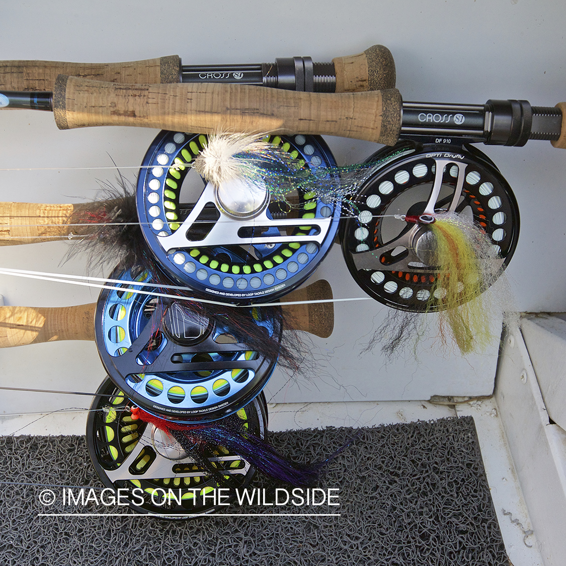 Fly rods and reels with flies.