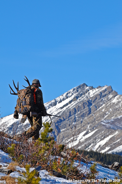 Hunter with deer rack