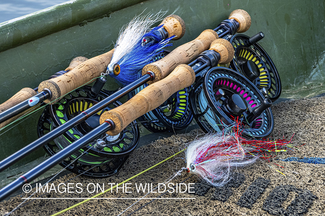 Fly rods and reels with flies.