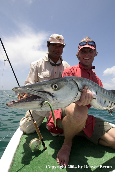 Saltwater flyfisherman w/barracuda