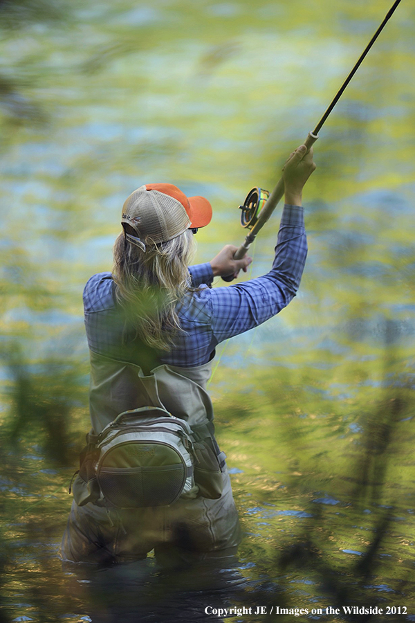 Flyfisher on river.