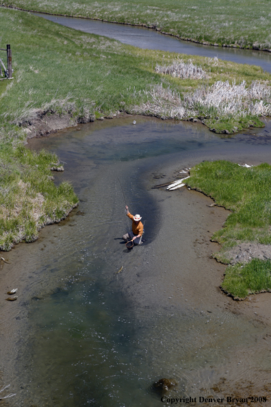 Flyfisherman fishing warm springs