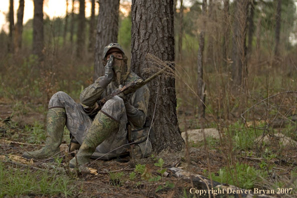 Turkey hunter in field