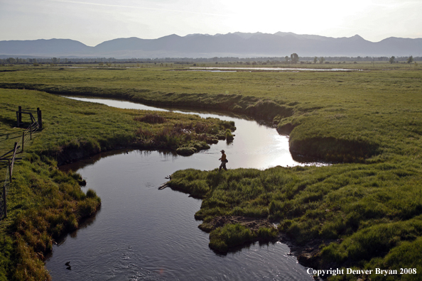 Flyfisherman fishing warm springs