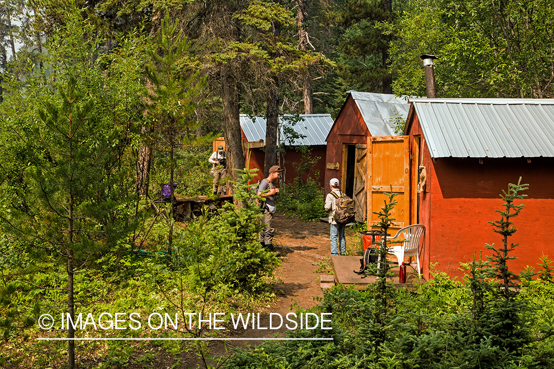 Heli-fishing cabins on Nakina River, British Columbia.