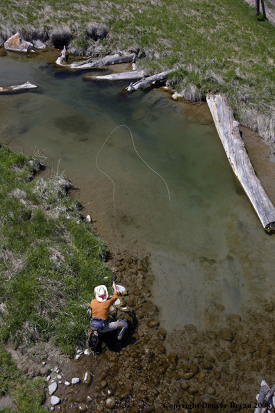 Flyfisherman fishing warm springs