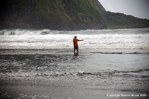 Saltwater flyfishing in Hawaii.