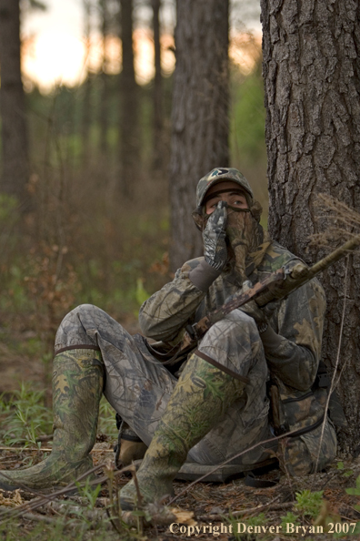 Turkey hunter in field