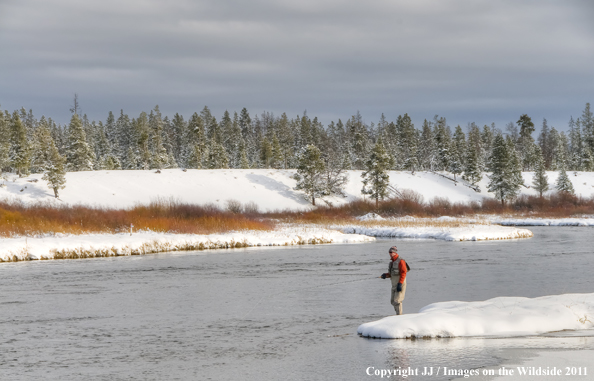 Flyfishing on the Madison River, Montana. 