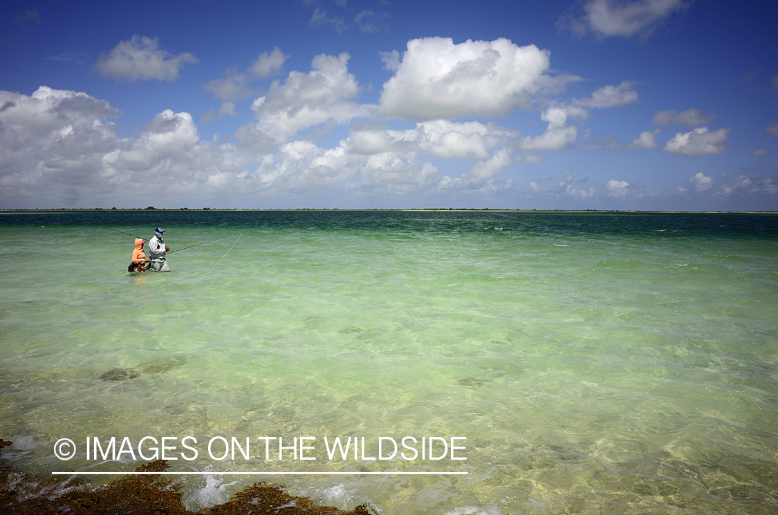 Flyfishermen in shallows.