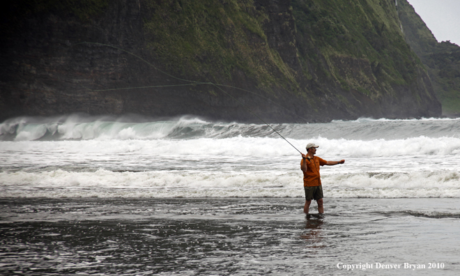 Saltwater flyfishing in Hawaii.