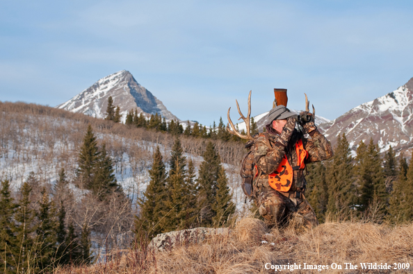 Hunter with deer rack