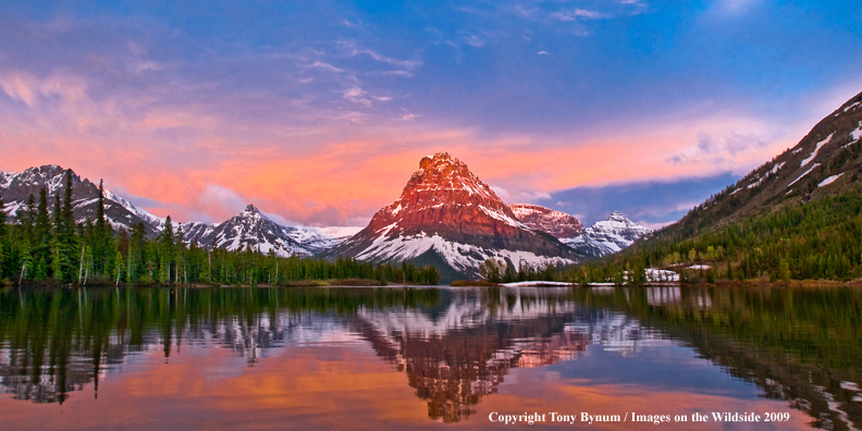 Sunrise at Two Medicine Lake and Sinopah in Glacier National Park