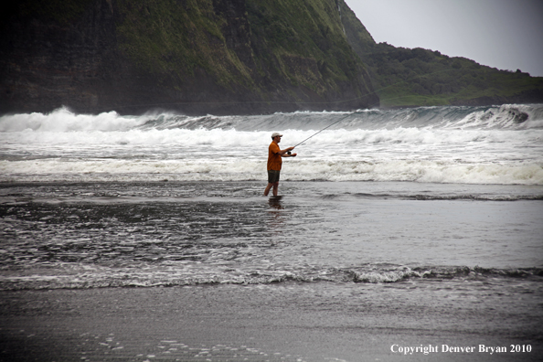 Saltwater flyfishing in Hawaii.