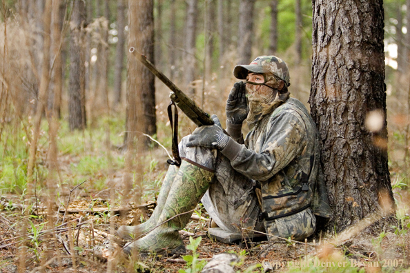 Turkey hunter in field