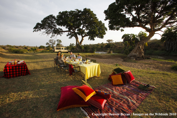 Family meal on african safari