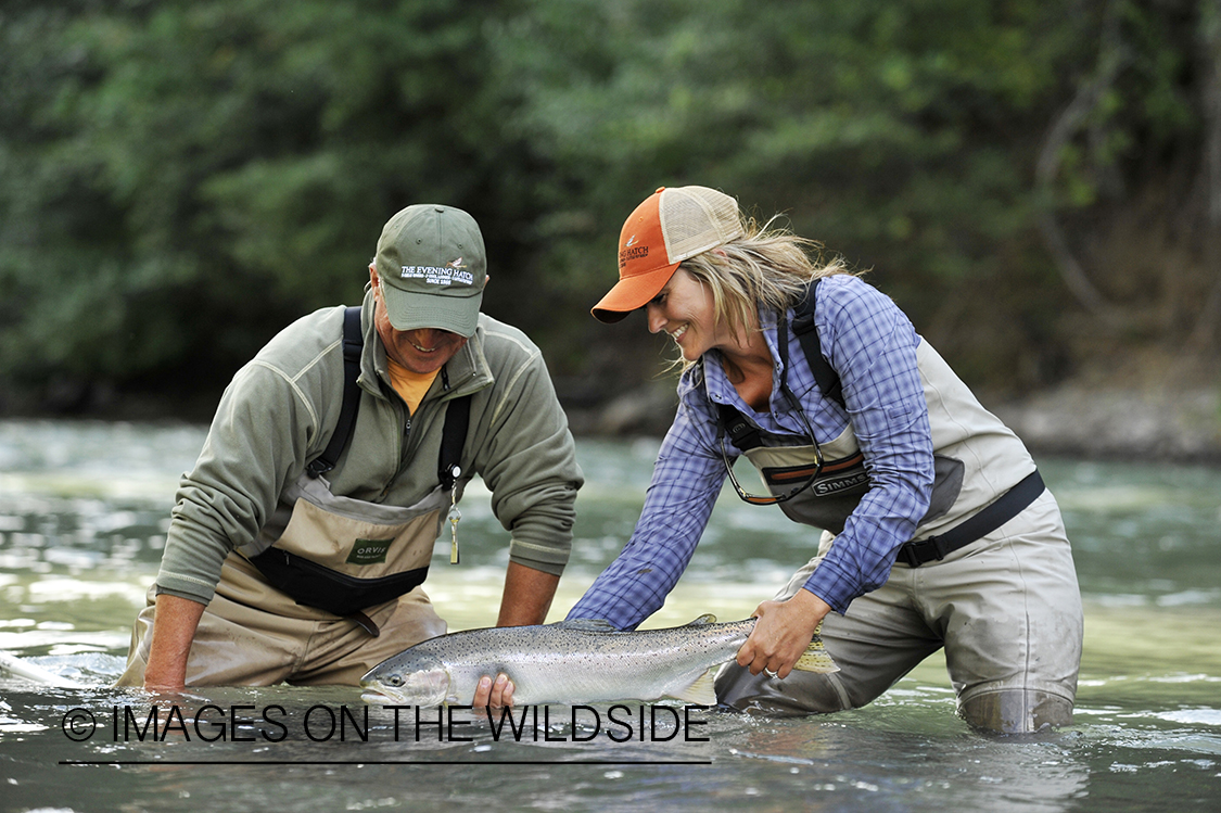 Flyfishers with steelhead catch.