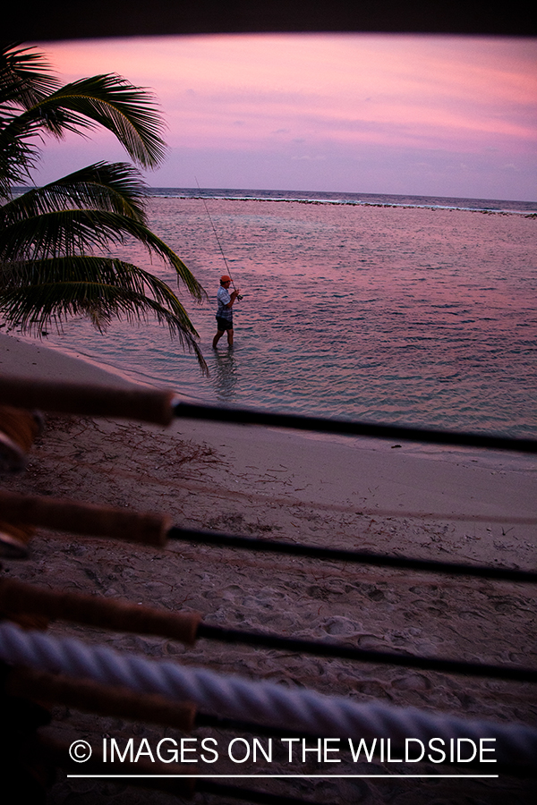 Sunset on beach in Belize.