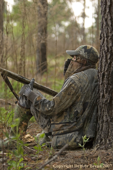 Turkey hunter in field