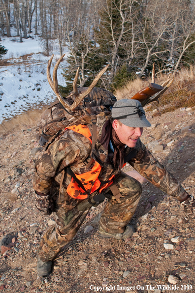 Hunter with deer rack