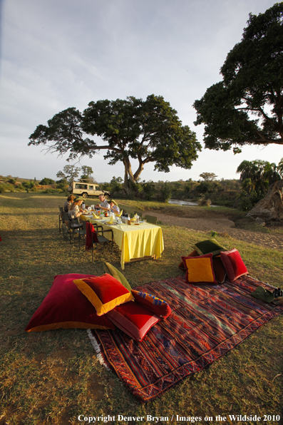 Family meal on african safari