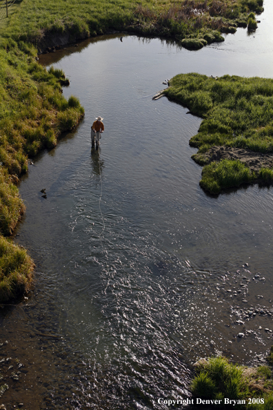 Flyfisherman fishing warm springs