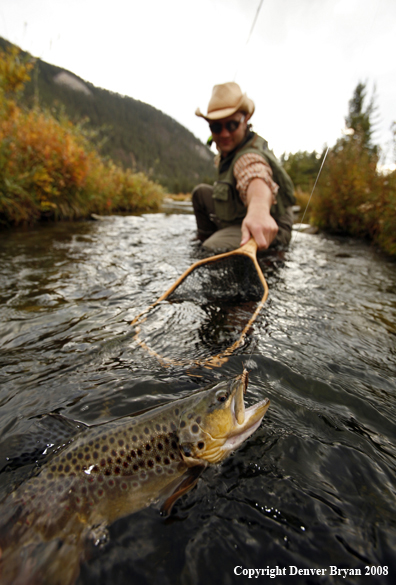 Flyfisherman with Brown Trout