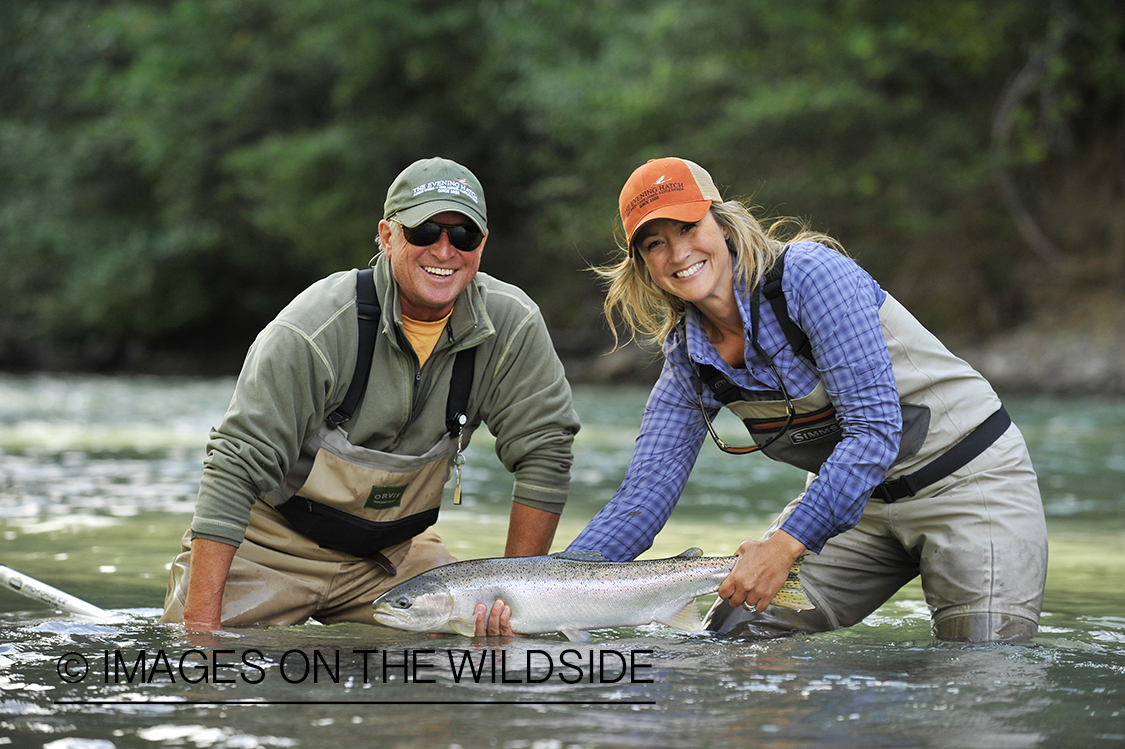 Flyfishers with steelhead catch.