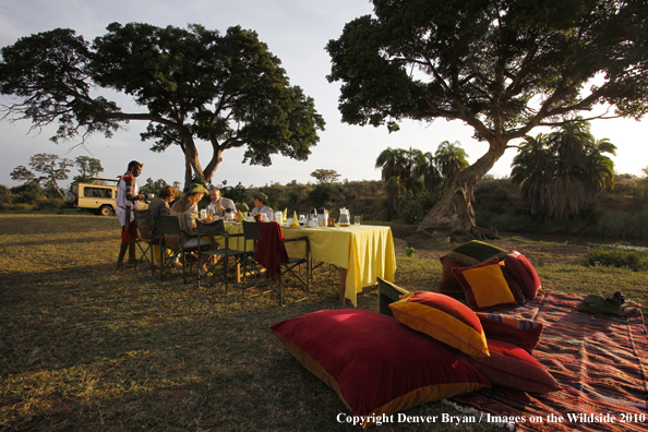 Family meal on african safari