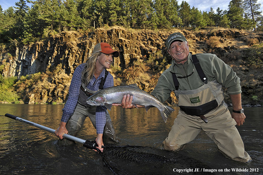 Flyfishers with steelhead catch.