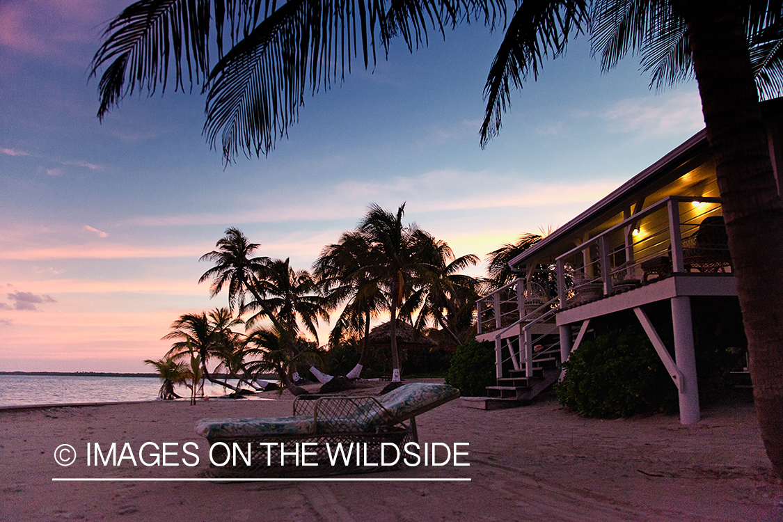 Sunset on beach in Belize.