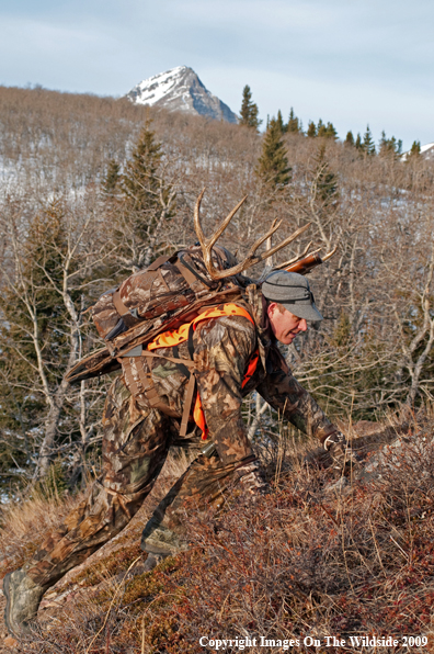 Hunter with deer rack