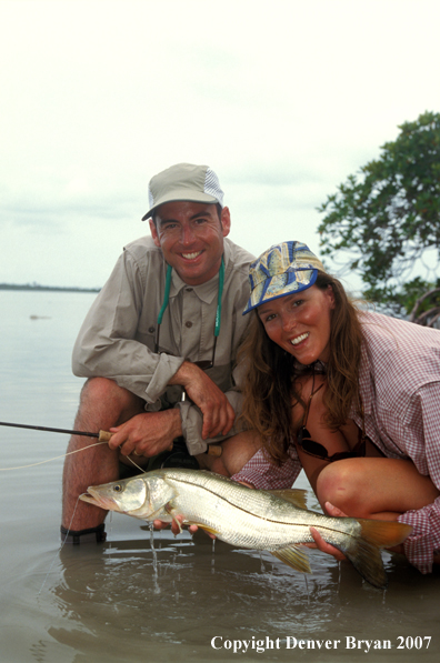 Saltwater flyfishers with snook.