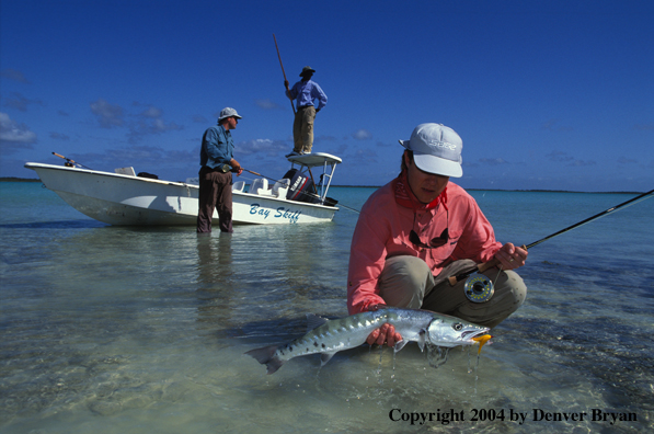 Saltwater flyfisherman with barracuda.