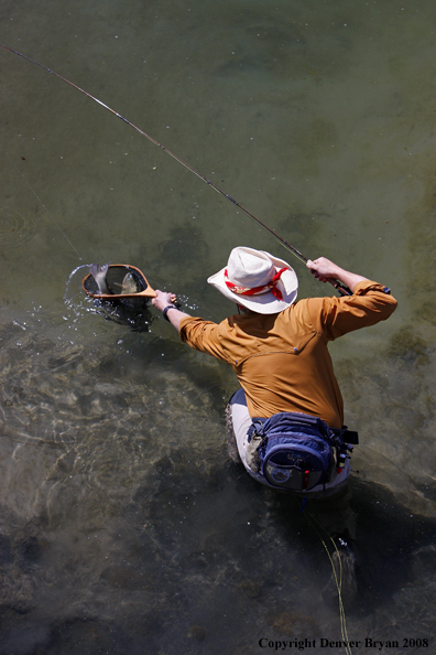 Flyfisherman fishing warm springs