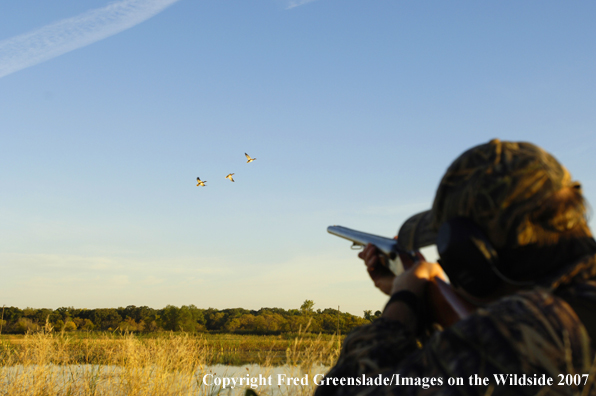 Waterfowl hunter shooting