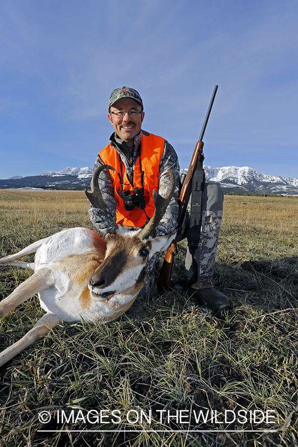 Pronghorn Antelope hunter with bagged antelope buck.