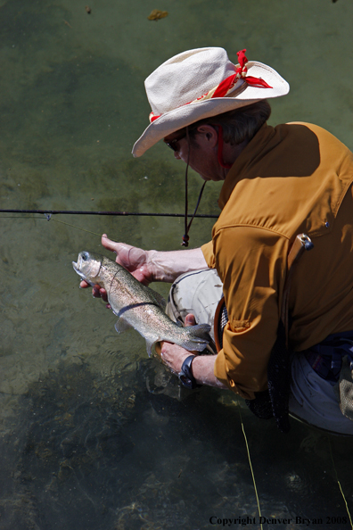 Flyfisherman fishing warm springs