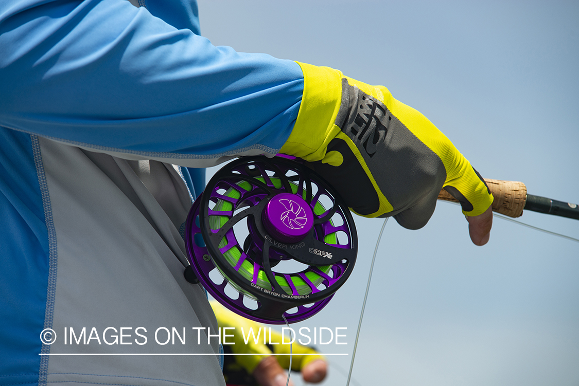 Close-up of fly reel.