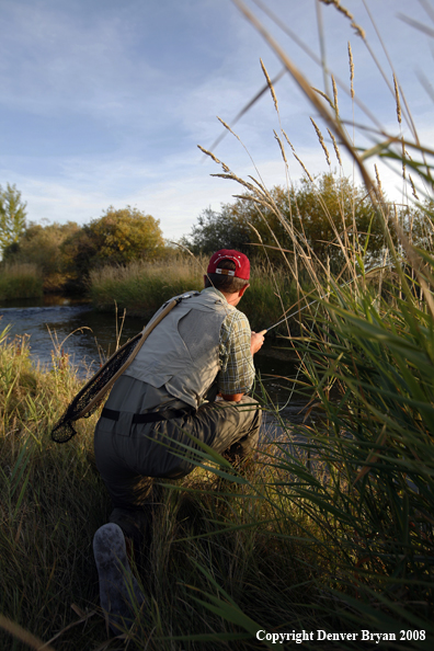 Flyfisherman fishing freshwaters