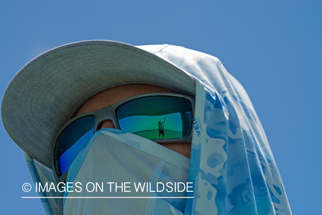 Flyfisherman close-up.