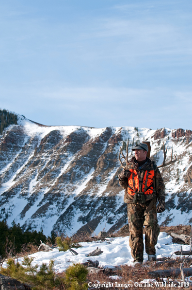 Hunter with deer rack