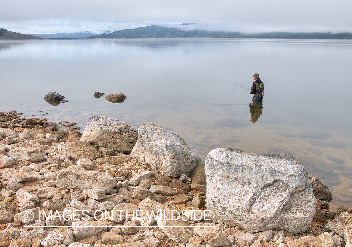 Flyfisherman on Hebgen Lake, MT.