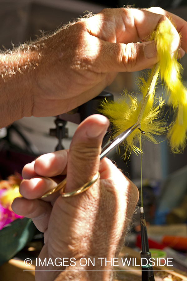 Tying saltwater flies.