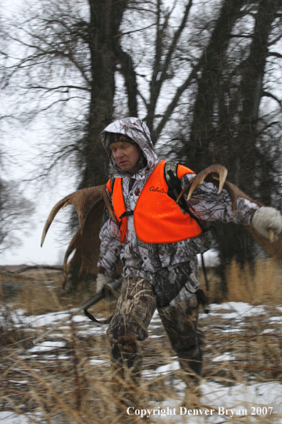 Moose hunter in field