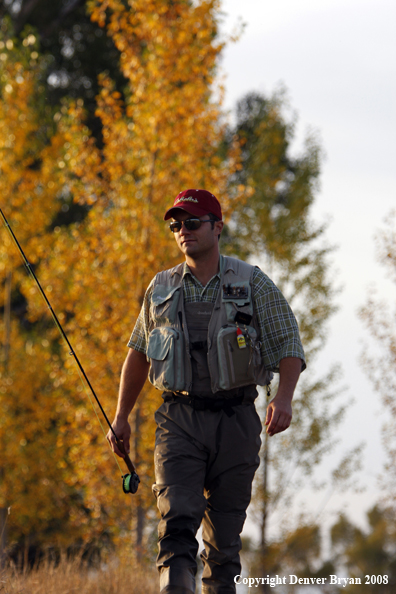 Flyfisherman fishing freshwaters